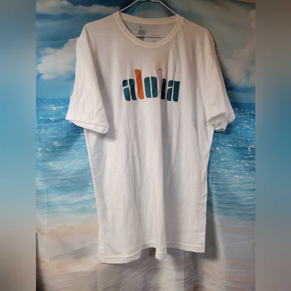 Linksoul NWOT White Aloha Golf Tshirt Mens Size Large